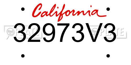 32973V3 California License Plate