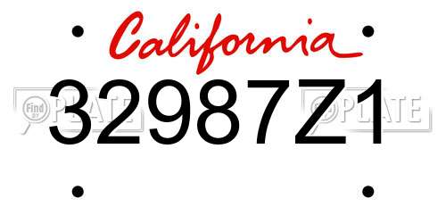 32987Z1 California License Plate