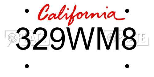 329WM8 California License Plate