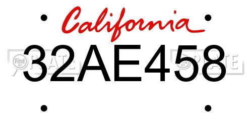 32AE458 California License Plate