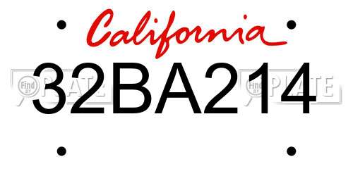 32BA214 California License Plate