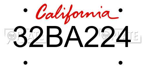 32BA224 California License Plate