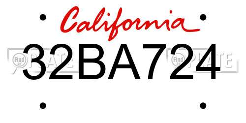 32BA724 California License Plate
