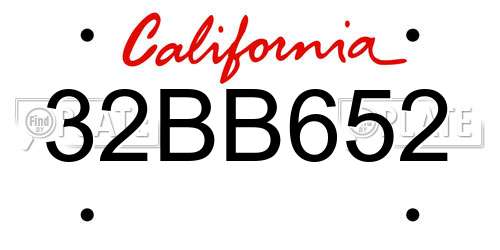 32BB652 California License Plate