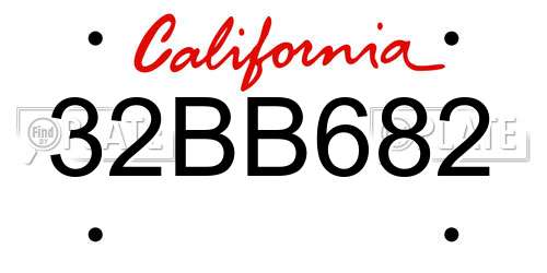 32BB682 California License Plate