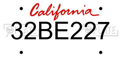 32BE227 California License Plate