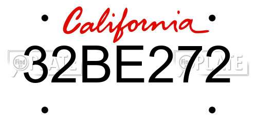32BE272 California License Plate
