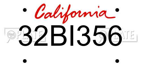 32BI356 California License Plate