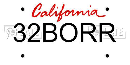 32BORR California License Plate