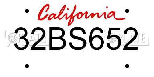 32BS652 California License Plate