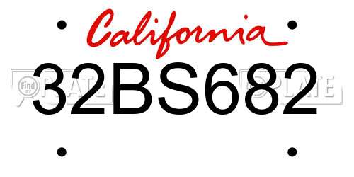 32BS682 California License Plate
