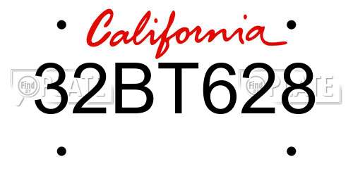 32BT628 California License Plate
