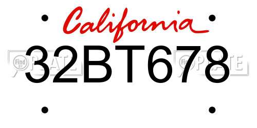 32BT678 California License Plate
