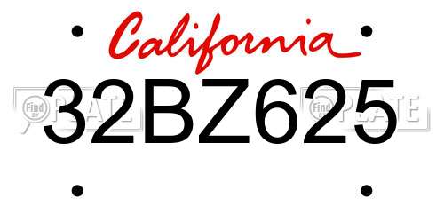 32BZ625 California License Plate