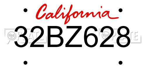32BZ628 California License Plate