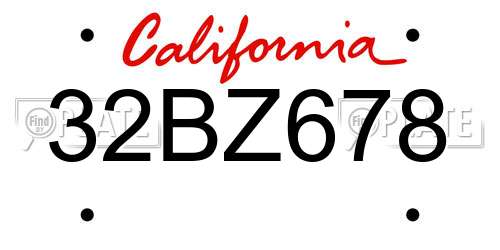 32BZ678 California License Plate