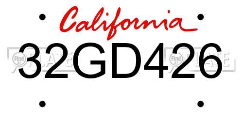 32GD426 California License Plate