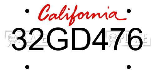 32GD476 California License Plate