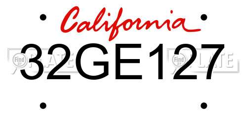 32GE127 California License Plate