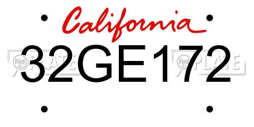 32GE172 California License Plate