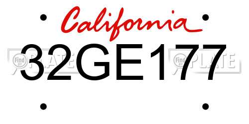 32GE177 California License Plate