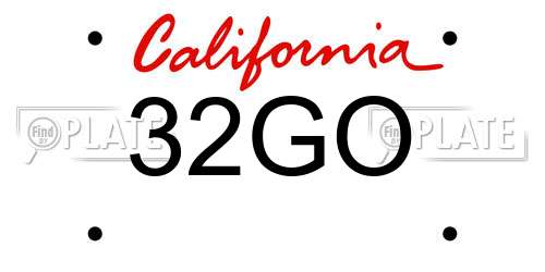 32GO California License Plate