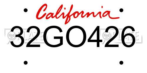 32GO426 California License Plate