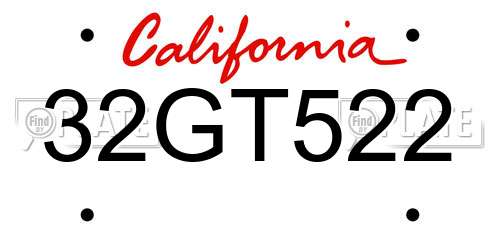 32GT522 California License Plate