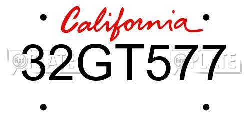 32GT577 California License Plate