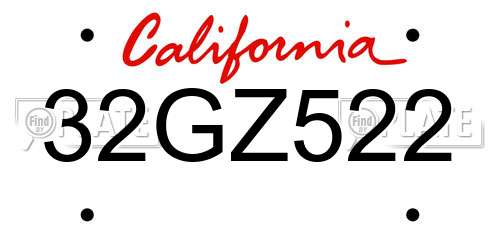 32GZ522 California License Plate