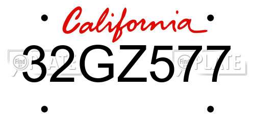 32GZ577 California License Plate