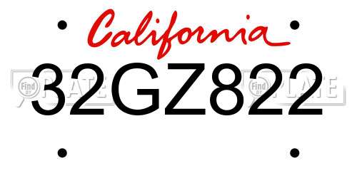 32GZ822 California License Plate