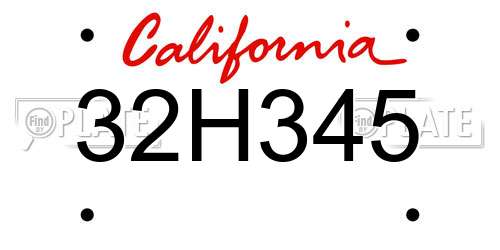 32H345 California License Plate