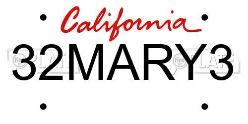 32MARY3 California License Plate