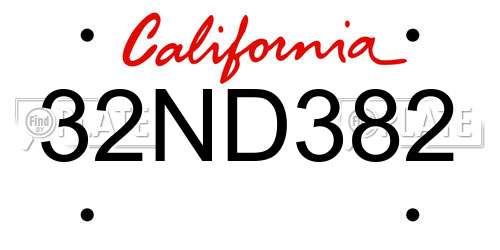 32ND382 California License Plate