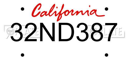 32ND387 California License Plate