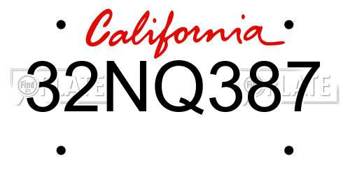 32NQ387 California License Plate