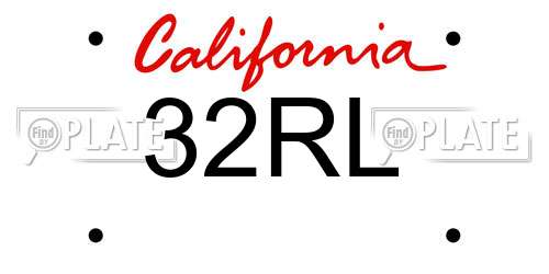 32RL California License Plate