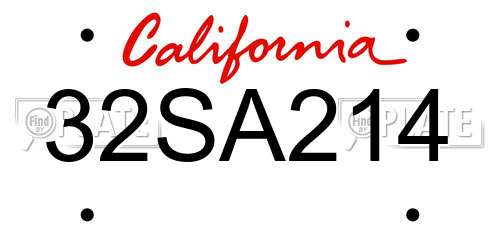 32SA214 California License Plate