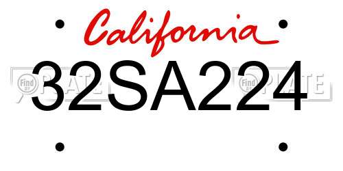 32SA224 California License Plate