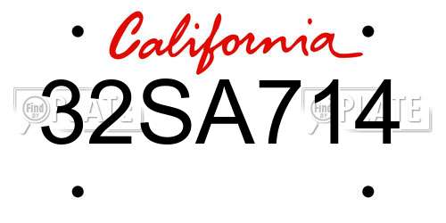 32SA714 California License Plate