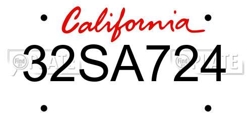 32SA724 California License Plate