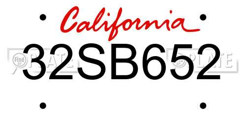 32SB652 California License Plate