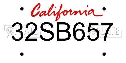 32SB657 California License Plate