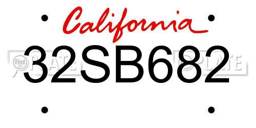 32SB682 California License Plate