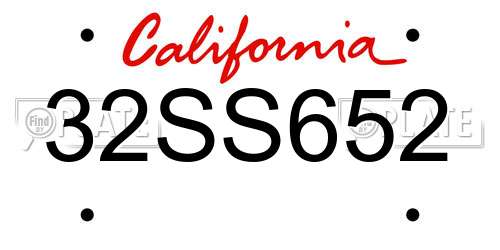 32SS652 California License Plate