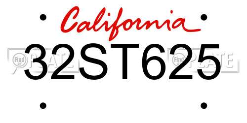 32ST625 California License Plate
