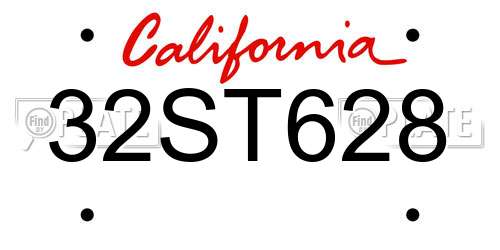32ST628 California License Plate