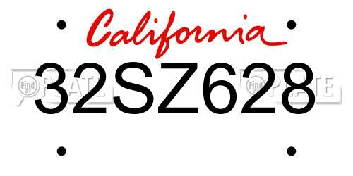 32SZ628 California License Plate