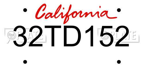 32TD152 California License Plate